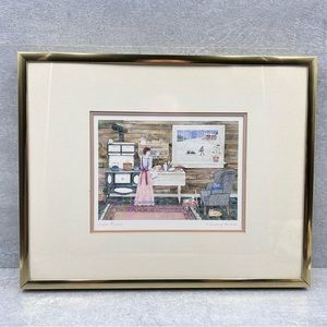 Helen Downing Hunter Signed Watercolor Art Print SUGAR PLUMBS Matted Framed